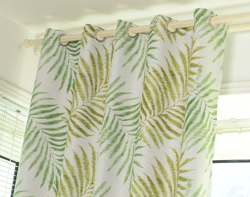 MYRU 1 Pair Pastoral Palm Tree Blackout Curtains,Tropic Window Draperies,Nice Room Decor,Green Leaves, 2 x 54x96 Inch - Image 4